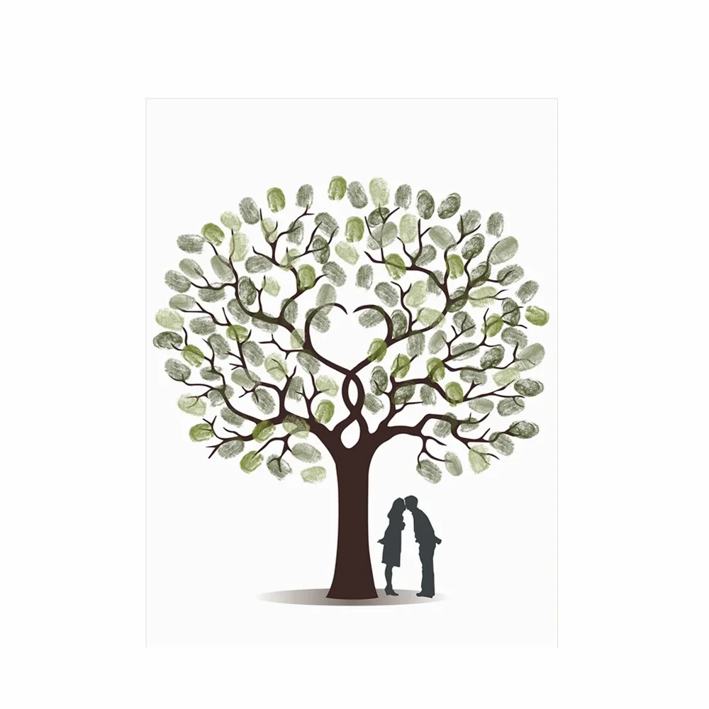 Wedding Souvenir - Hochzeits-Fingerabdruck-Baum Leinwand-Wandkunst Poster Gästebuch-Alternative Hochzeits-Souvenir Geschenk