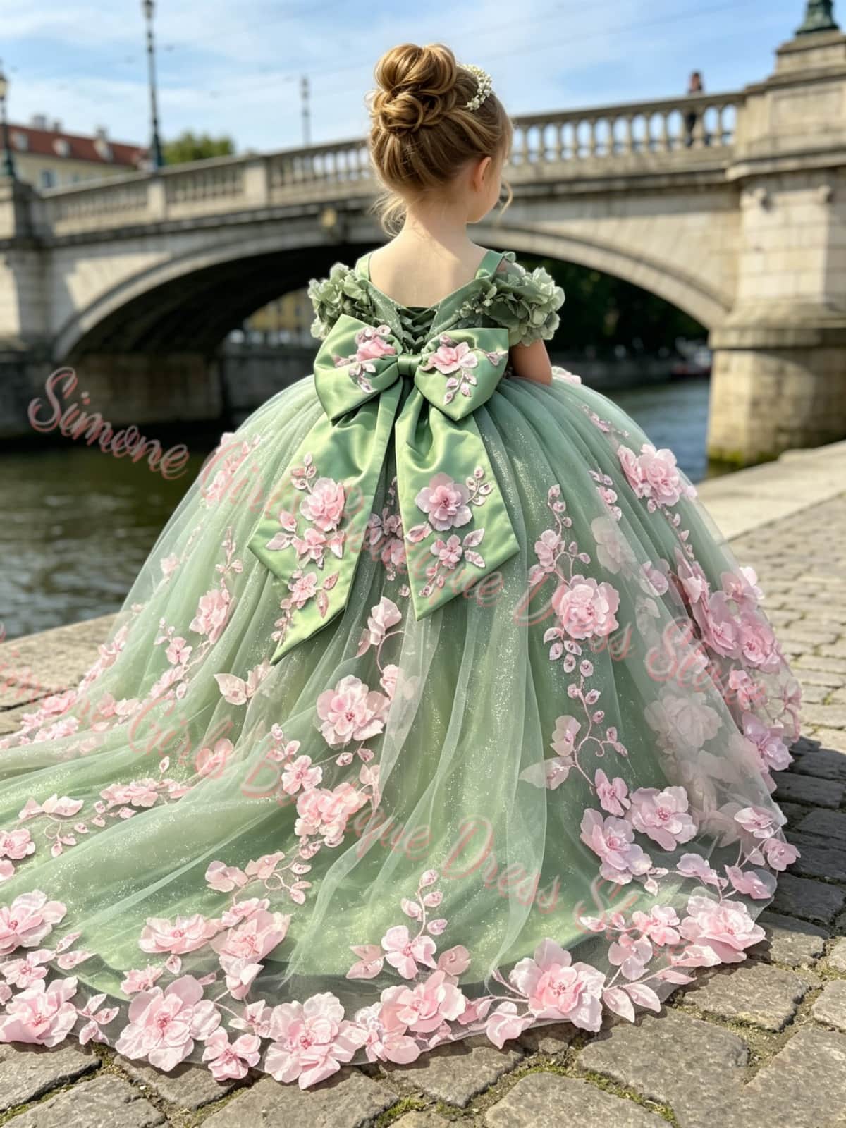 Bridal Sash Ribbon - Hochwertiges Luxuriöses Blumenmädchenkleid mit 3D-Applikation Geeignet