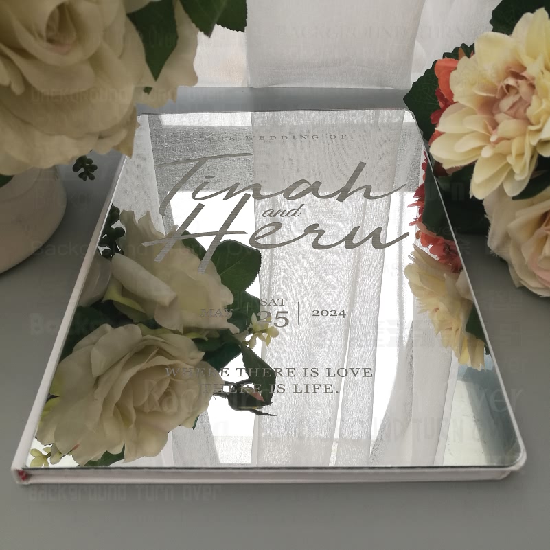 Wedding Supply List - Personalisiertes Hochzeits-Gästebuch Rustikaler Spiegel Gravierte Kalligrafie