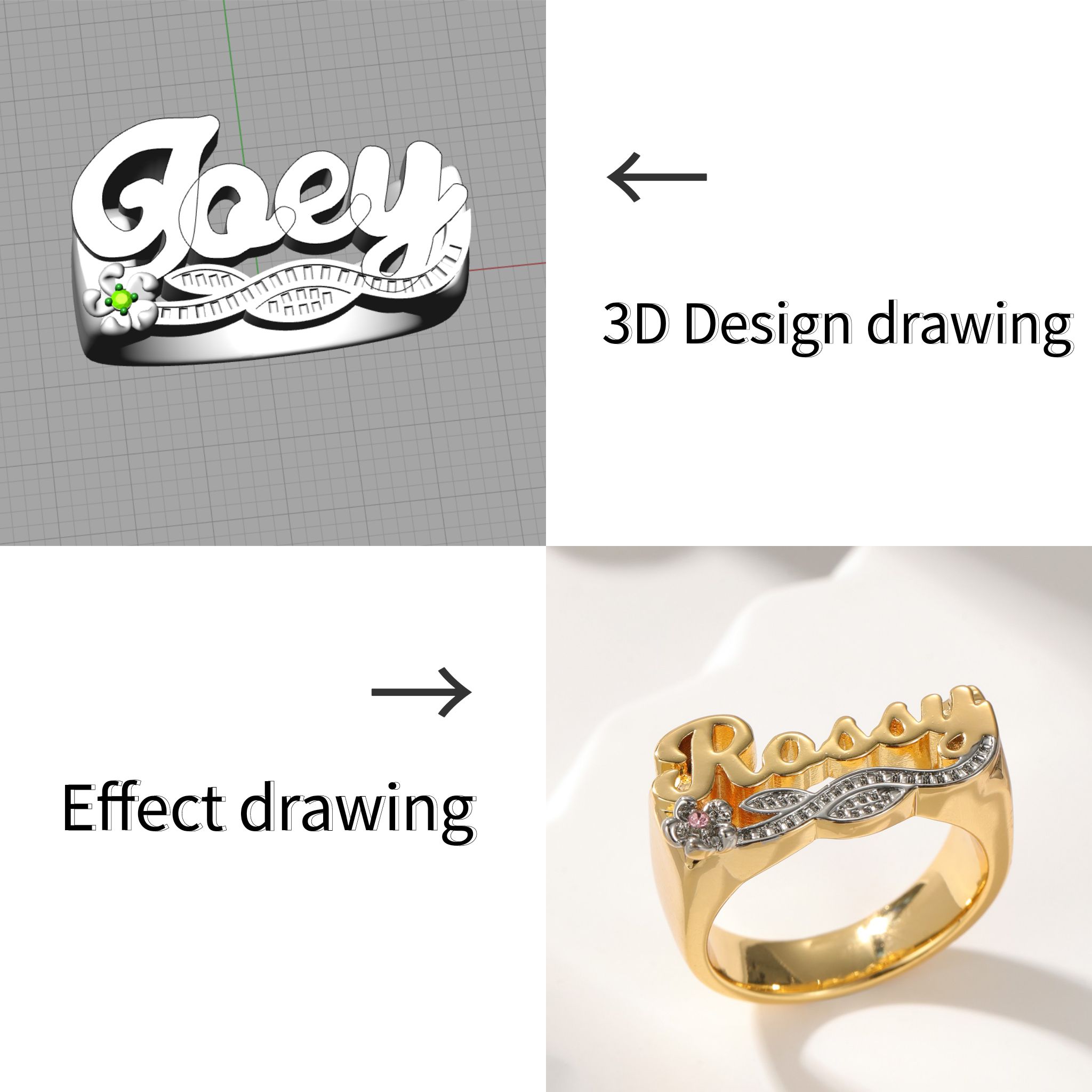 3D-Namensring, individueller D – Wedding Zone Bewertung und Preis